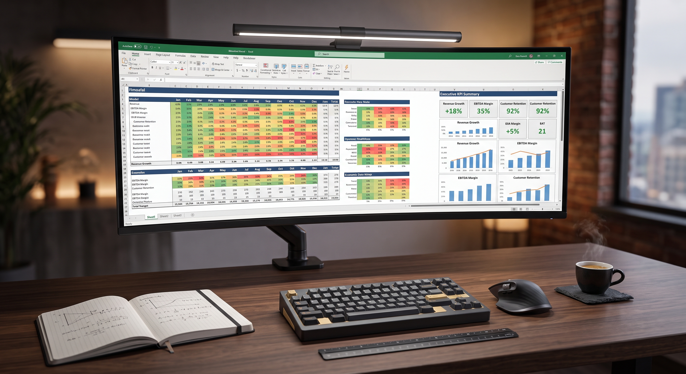 Detailed financial spreadsheet model and reporting workpapers